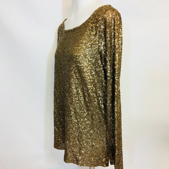 J. Crew women SZ M shimmer sequin long sleeve tee - Picture 4 of 8